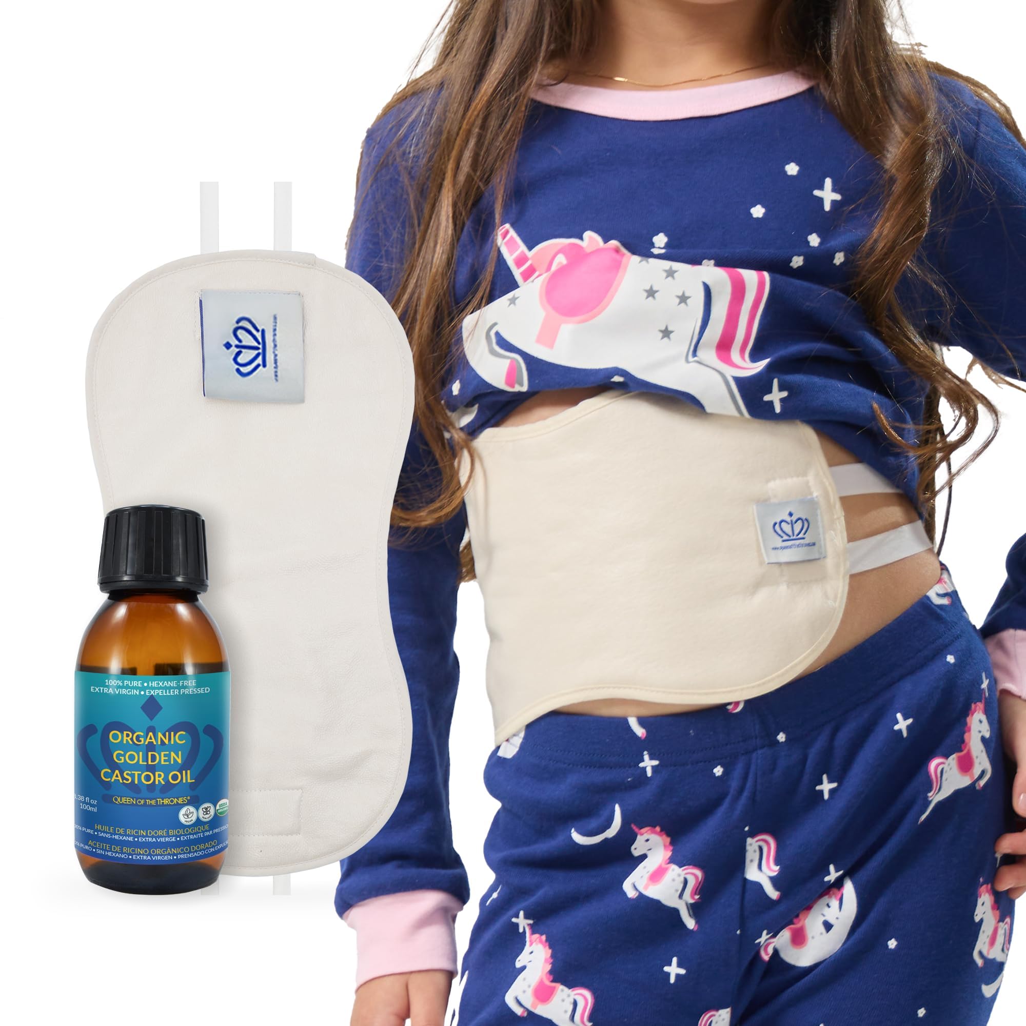 Front view of Queen of the Thrones Castor Oil Pack for Kids kit cover