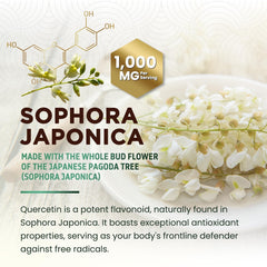 Quercetin 1000mg bottle on white background