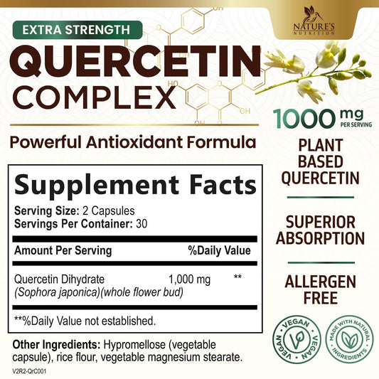 Ingredients list for Quercetin 1000mg supplement