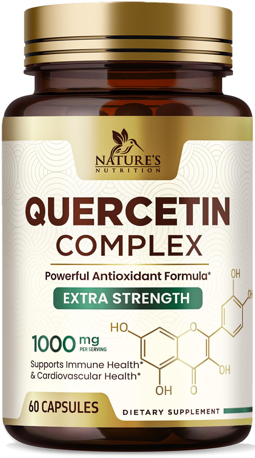 Front label of Quercetin 1000mg supplement bottle