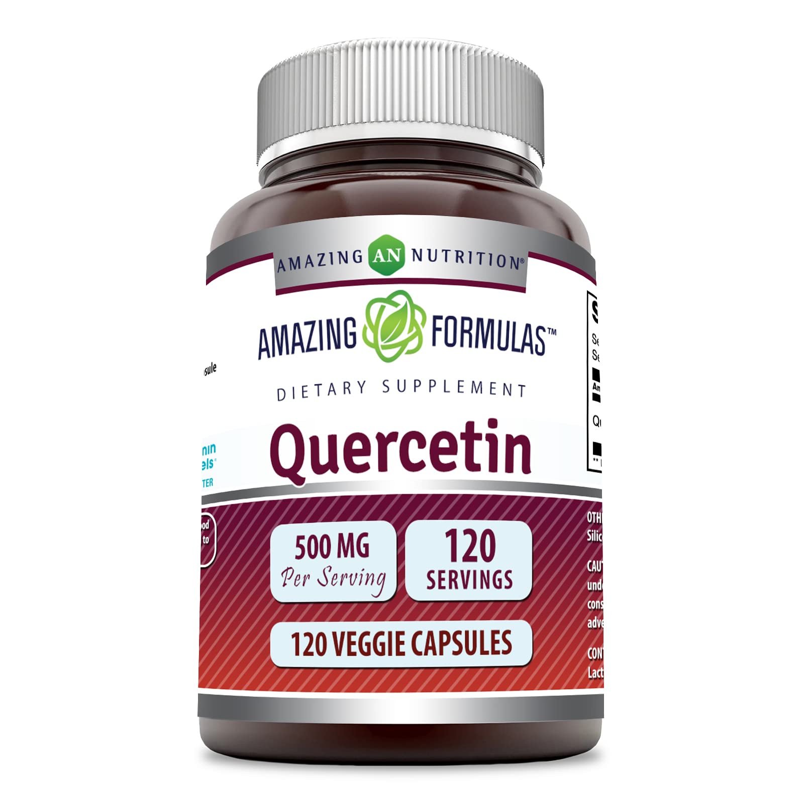 Quercetin 500mg veggie capsules bottle with label