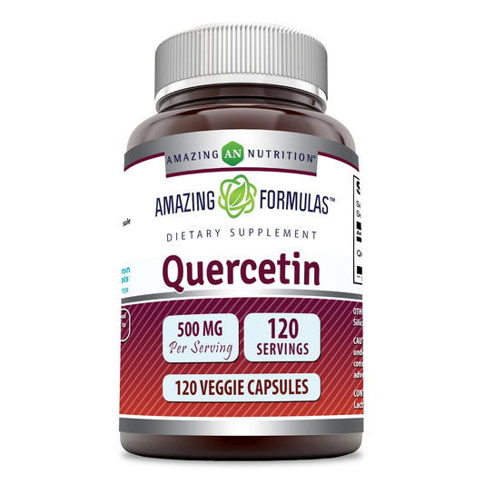 Quercetin 500mg veggie capsules bottle with label