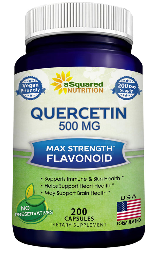 Bottle of quercetin 500mg capsules, 200-count
