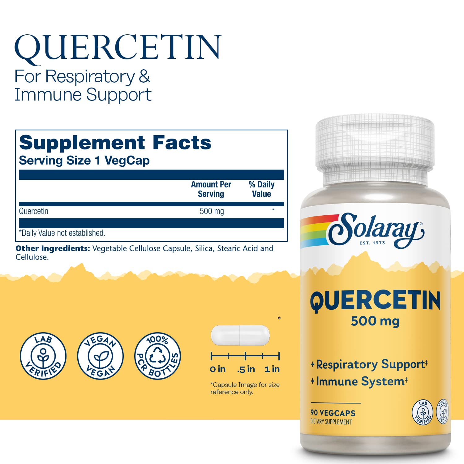 Solaray Quercetin 500 mg capsules bottle side view