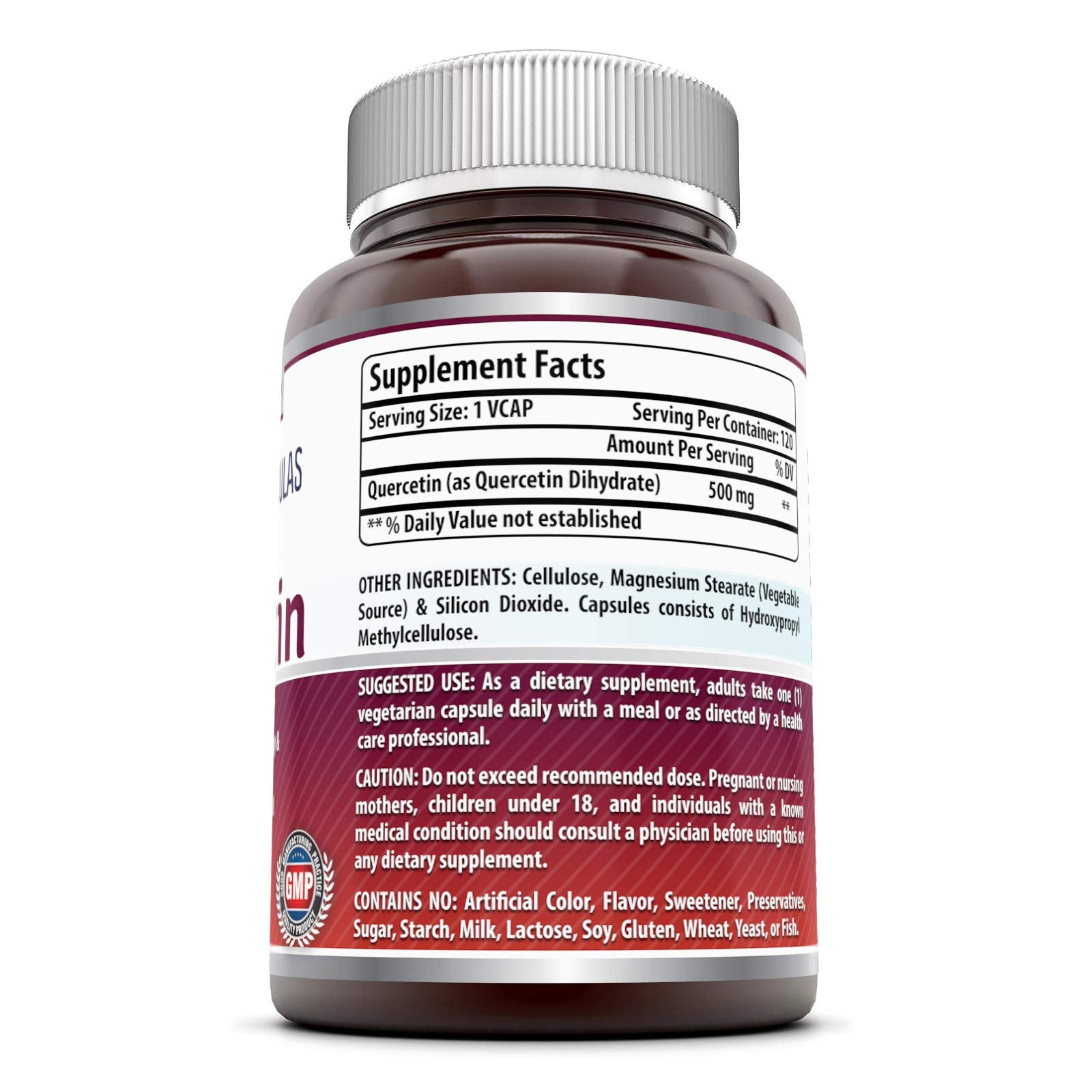 Bottle label for Amazing Formulas Quercetin 500mg