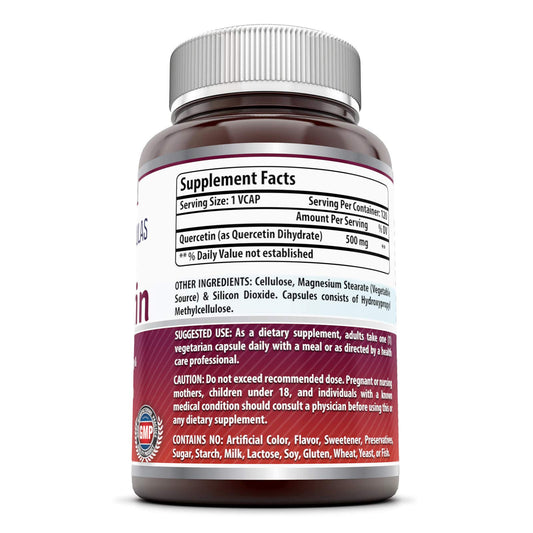 Bottle label for Amazing Formulas Quercetin 500mg