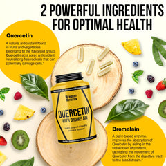 Graphic highlighting immune support benefits of quercetin and bromelain
