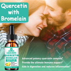 Illustration of 98% absorption of quercetin liquid drops