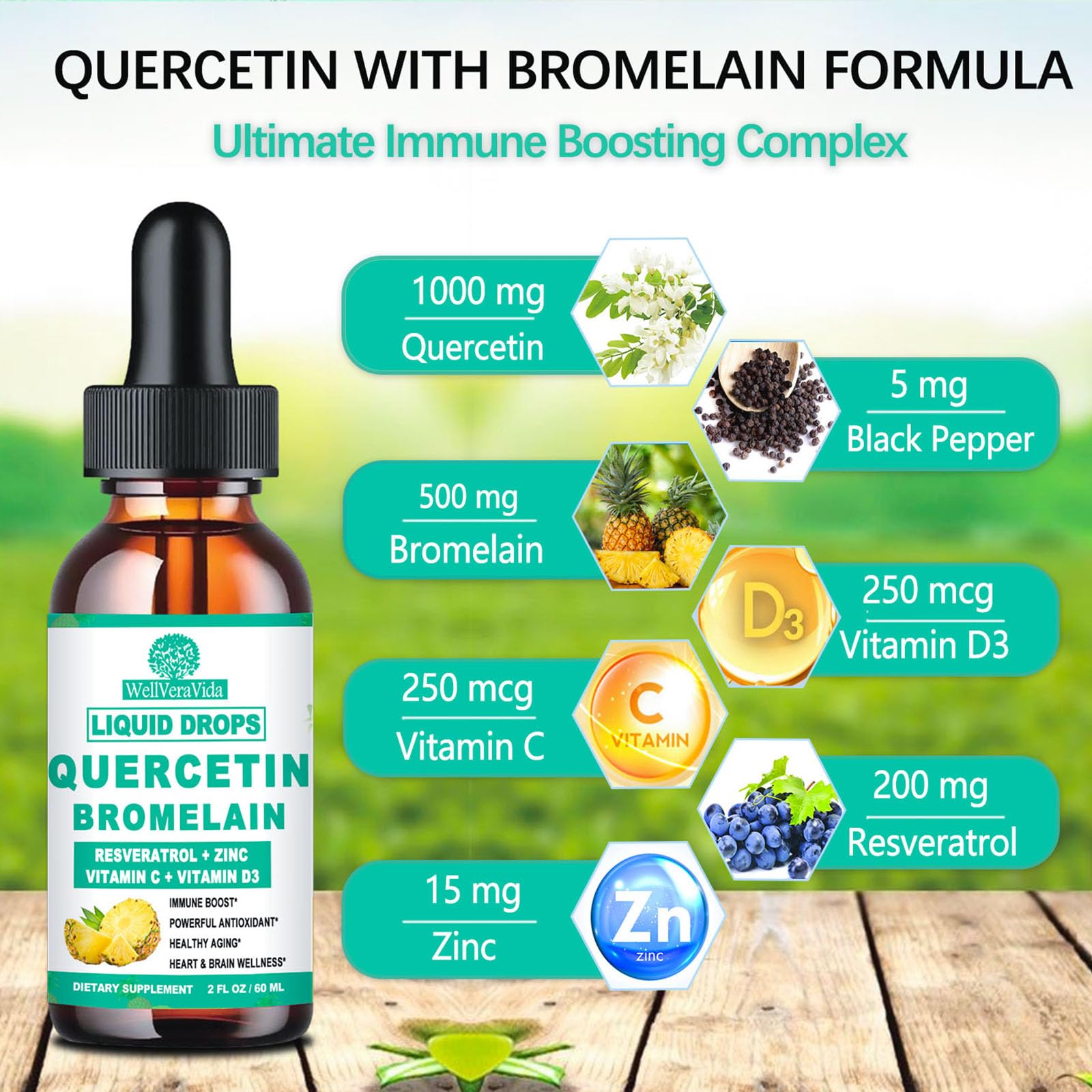 Box and bottle packaging explaining 7 in 1 immune support