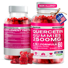 Quercetin Gummies 2500MG with Bromelain, L-Theanine and Zinc - bottle front