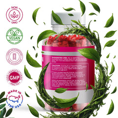 Product packaging with ingredients list and gummies