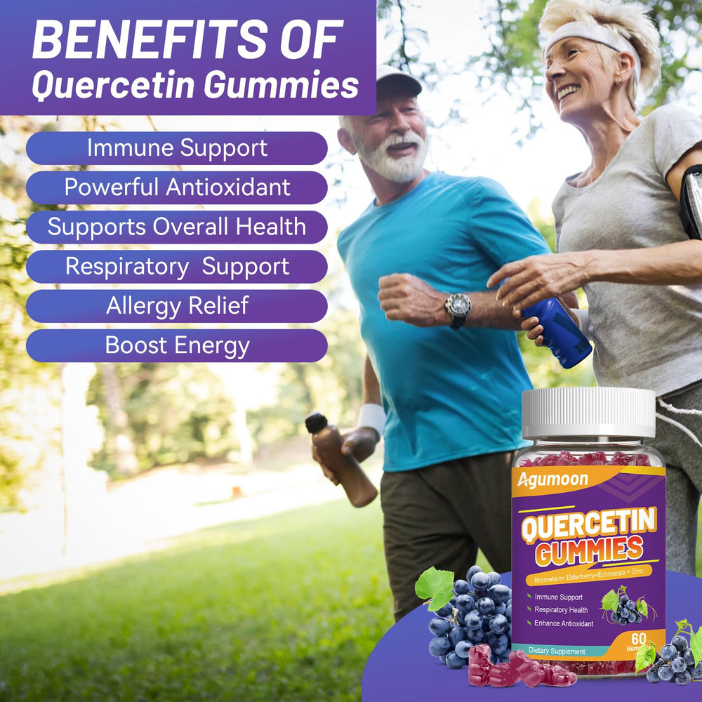 Back label of Quercetin Gummies bottle showing 120 count vegan claim