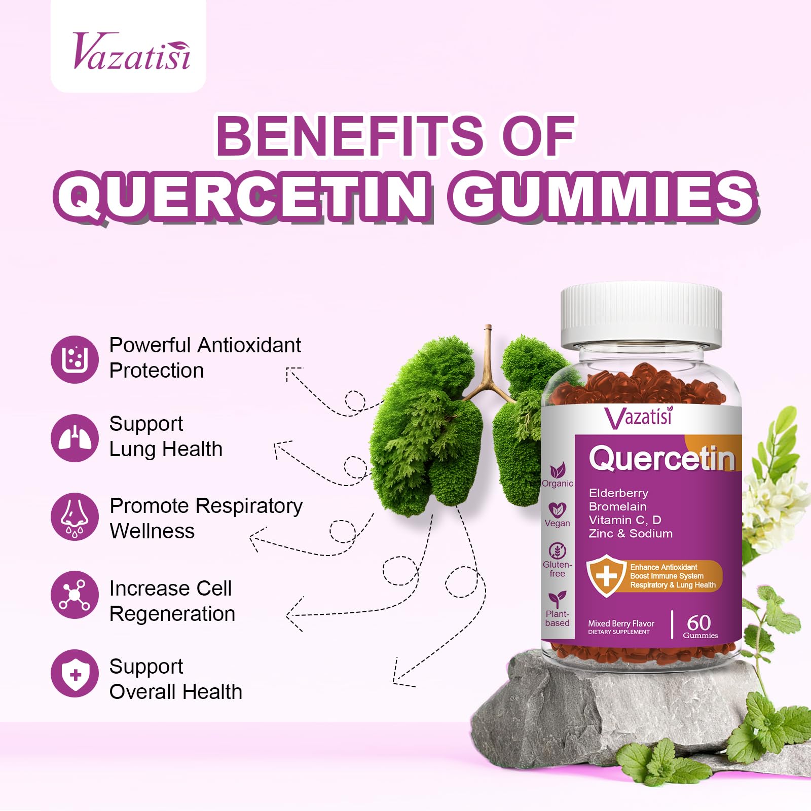 Quercetin Gummies bottle back label