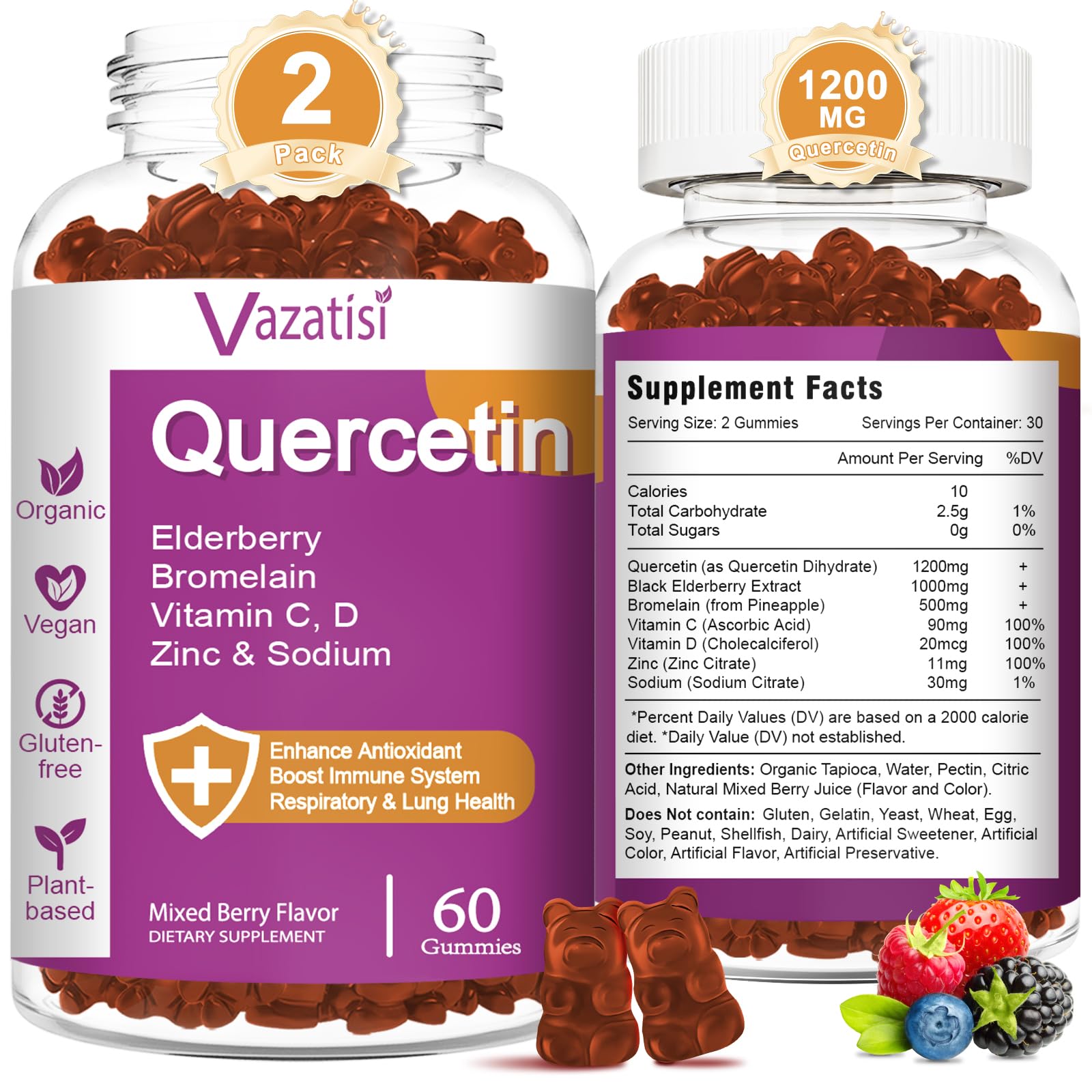 Quercetin Gummies bottle front view