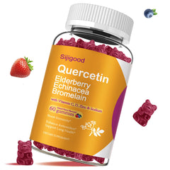 Front view of Quercetin Gummies bottle with mixed berry flavor