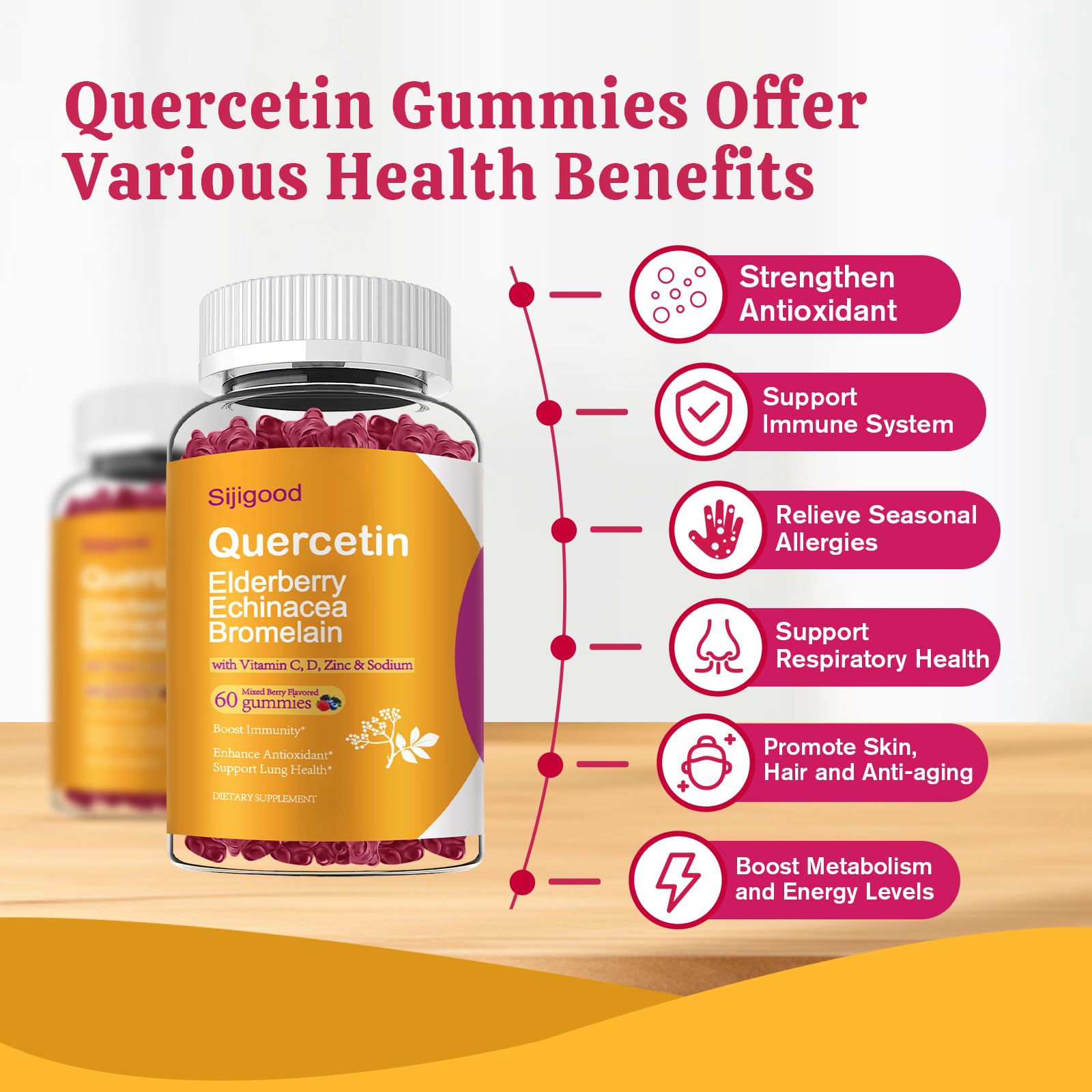 Close-up of mixed berry Quercetin Gummies