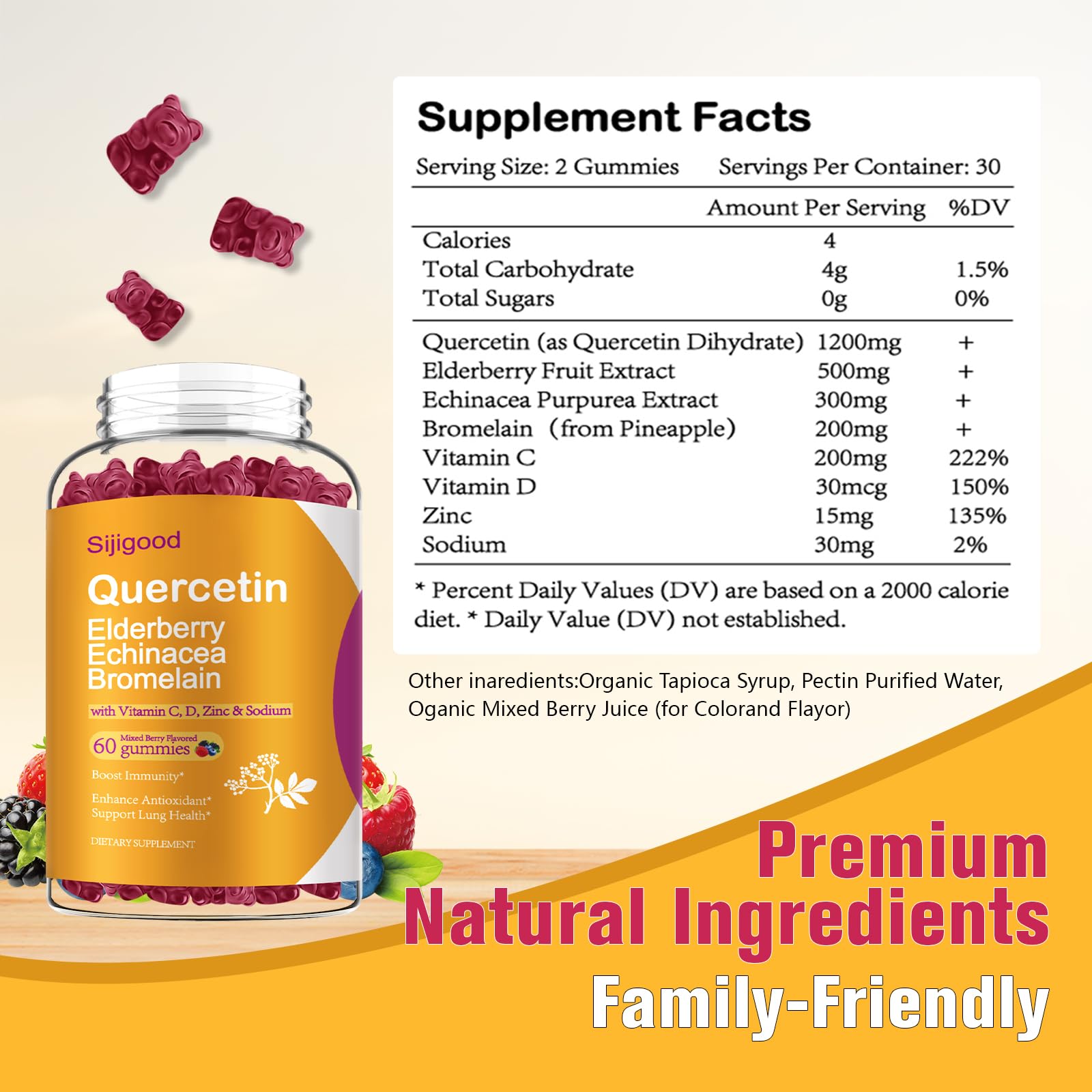 Family-friendly Quercetin Gummies for kids and adults