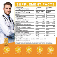 Front view of Pineapple flavored Quercetin Gummies package