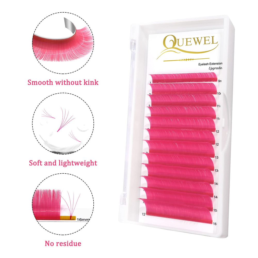 QUEWEL color variety lashes including pink, blue, and red for creative looks