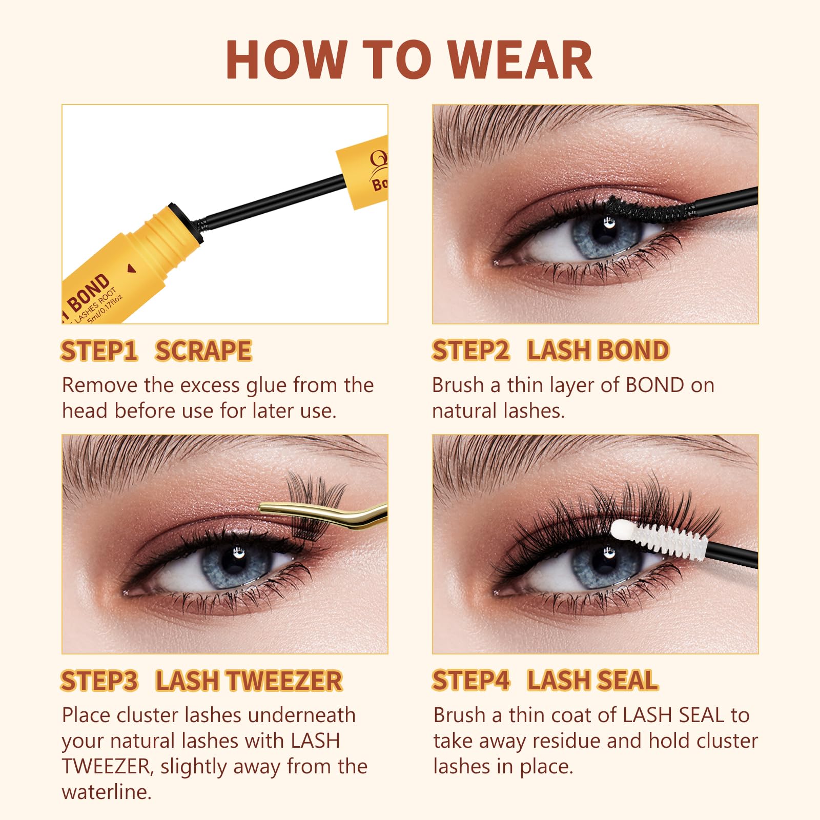 Quewel lash-seal step close-up for sealing and finishing lashes