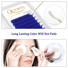 QUEWEL Easy Fan Blue lashes 11mm tray highlights versatility for varied eye shapes and effects