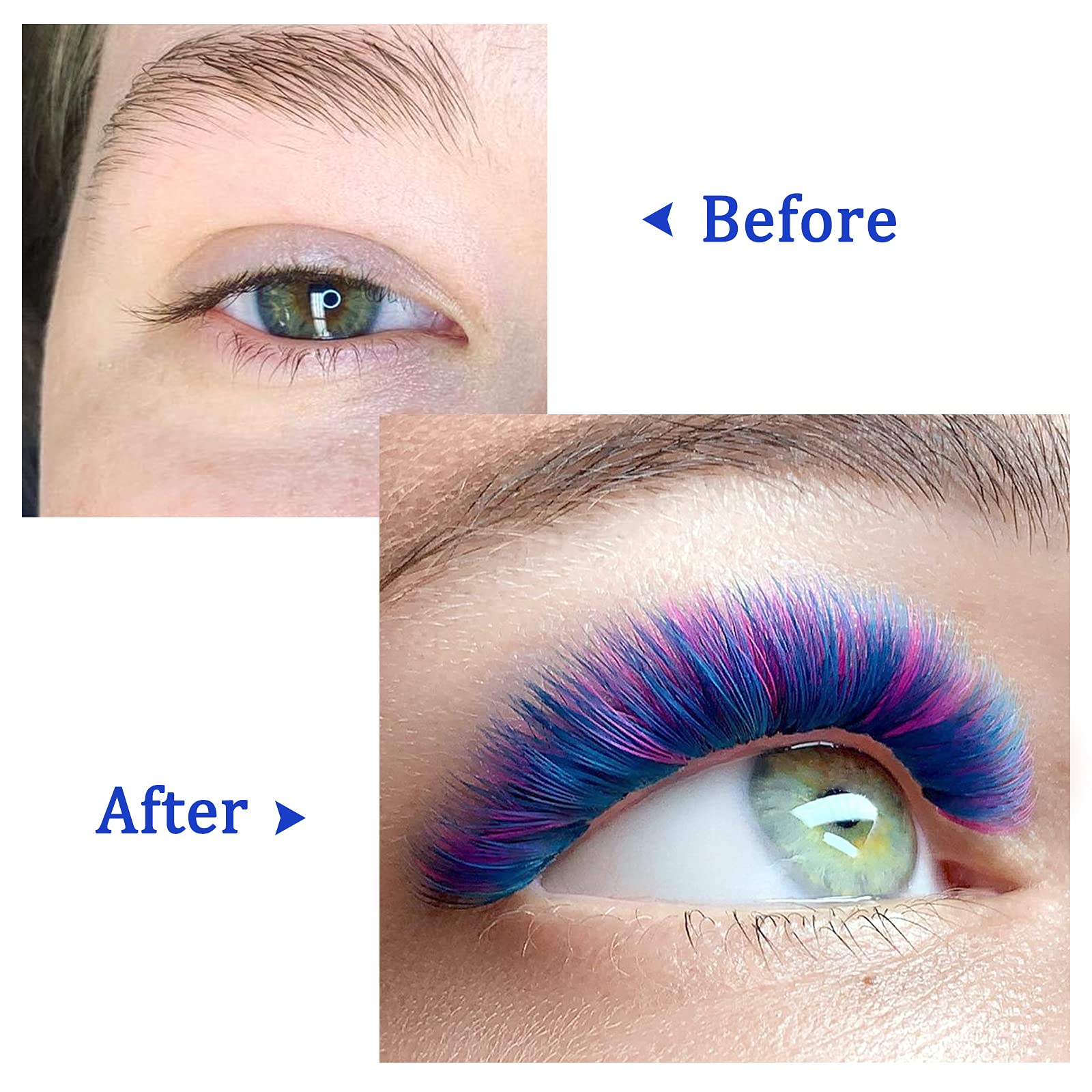 QUEWEL Easy Fan Blue lashes 14mm tray creates dramatic lash fans with color depth