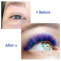 QUEWEL Easy Fan Blue lashes 14mm tray creates dramatic lash fans with color depth