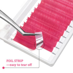 QUEWEL foil-strip color lashes with clean removal in pink shade