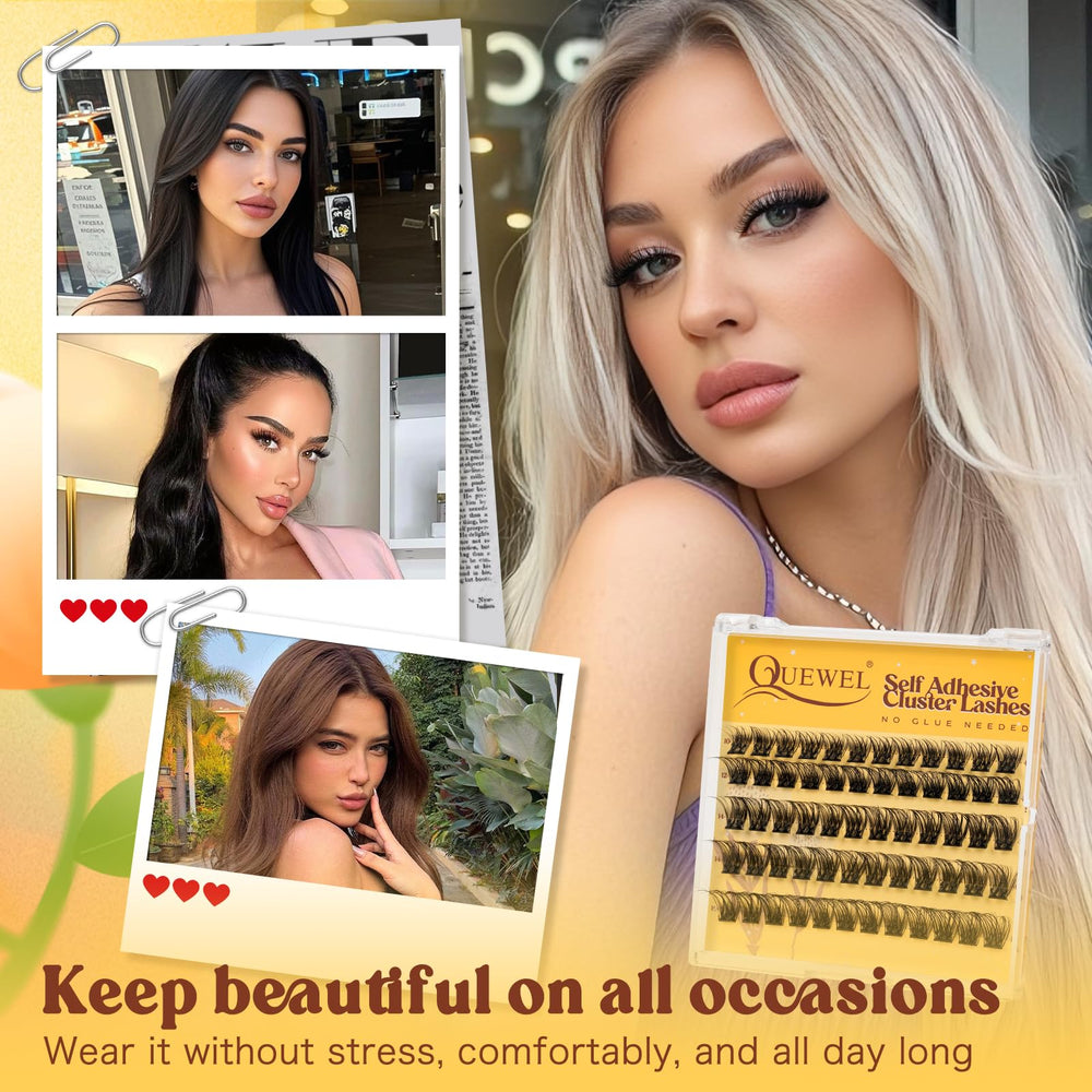 QUEWEL premade preglued lash clusters 10-16mm quick versatile looks