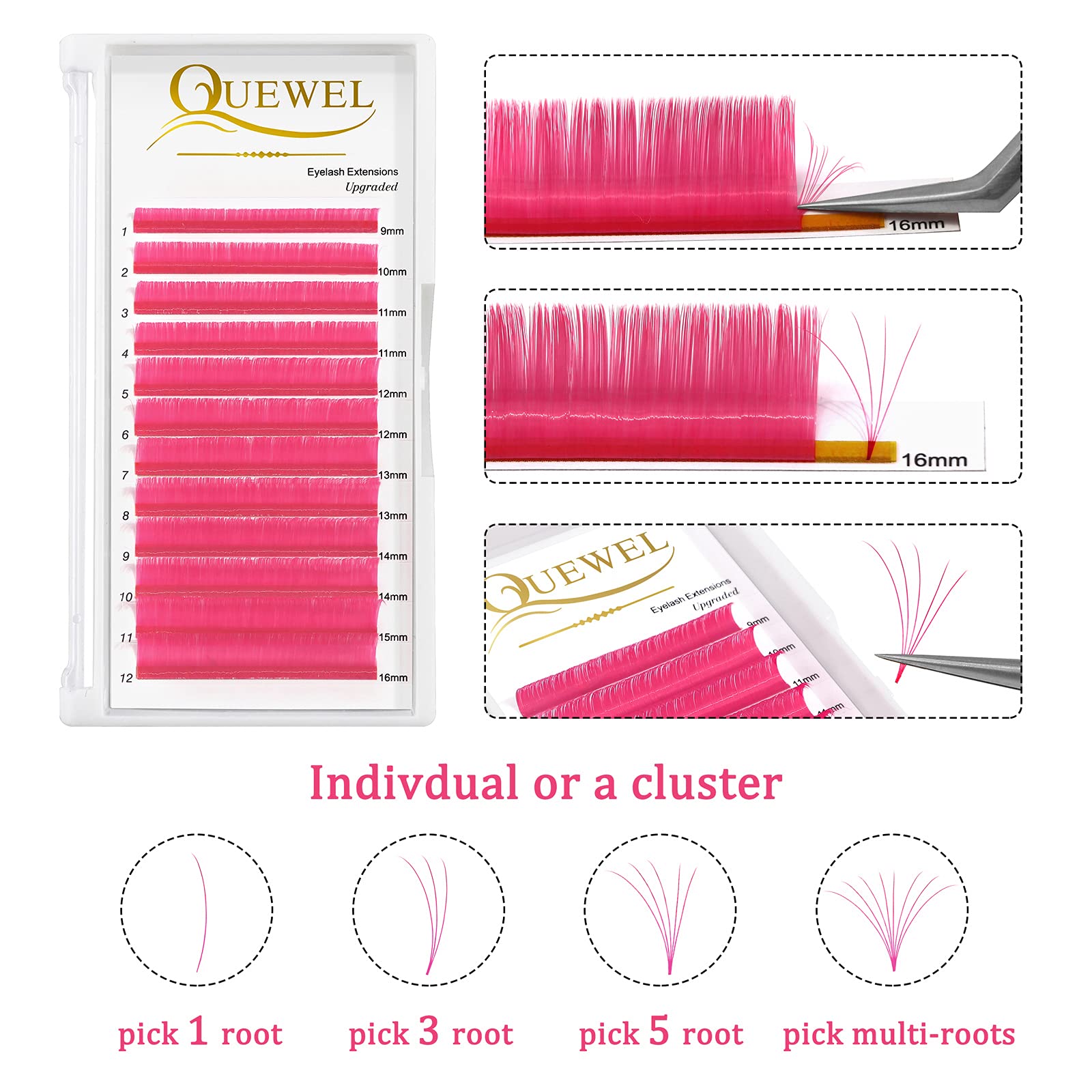 QUEWEL soft-touch pink lashes feel comfortable for long wear