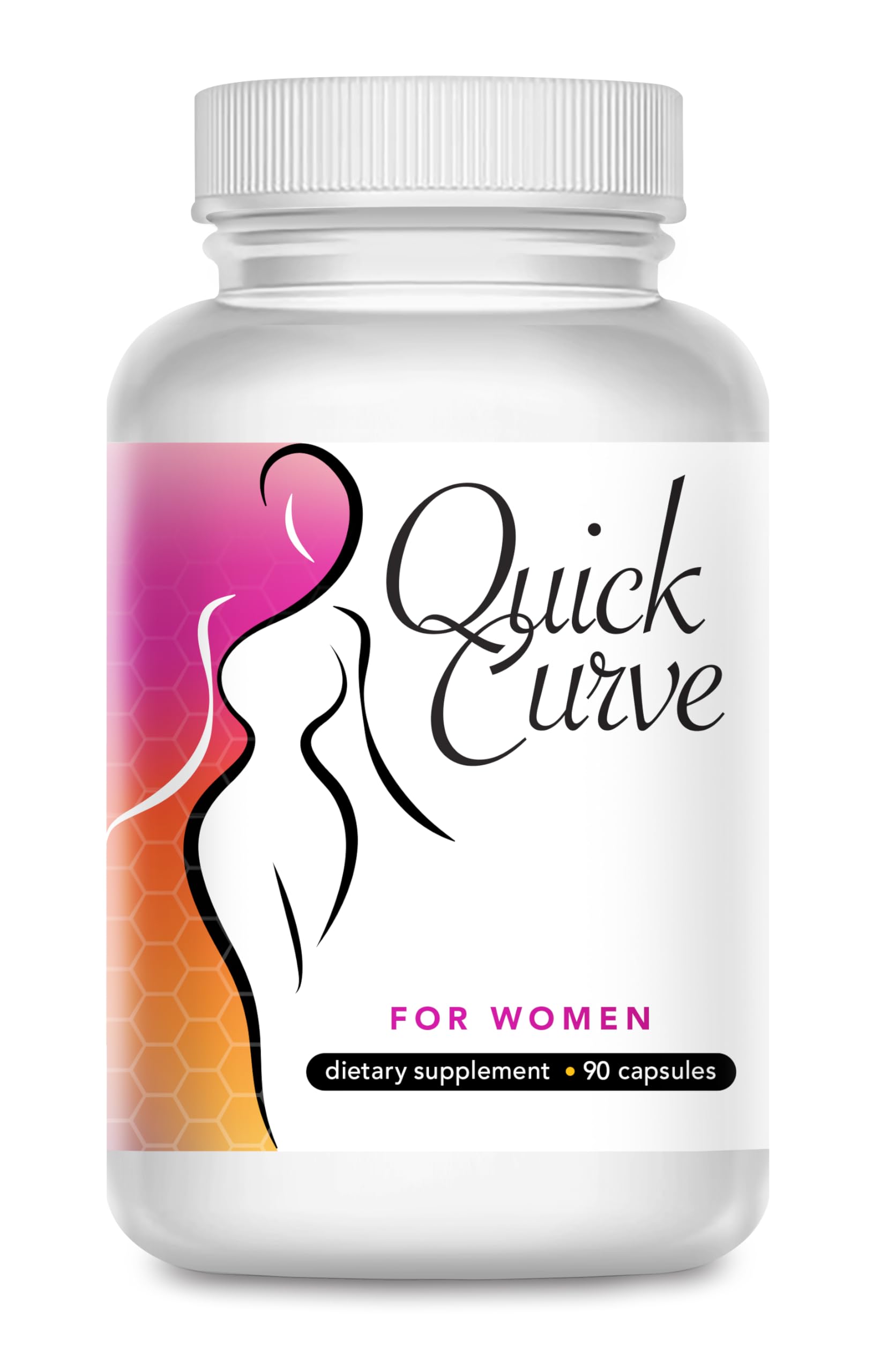 Front view of Quick Curve bottle and packaging on white background