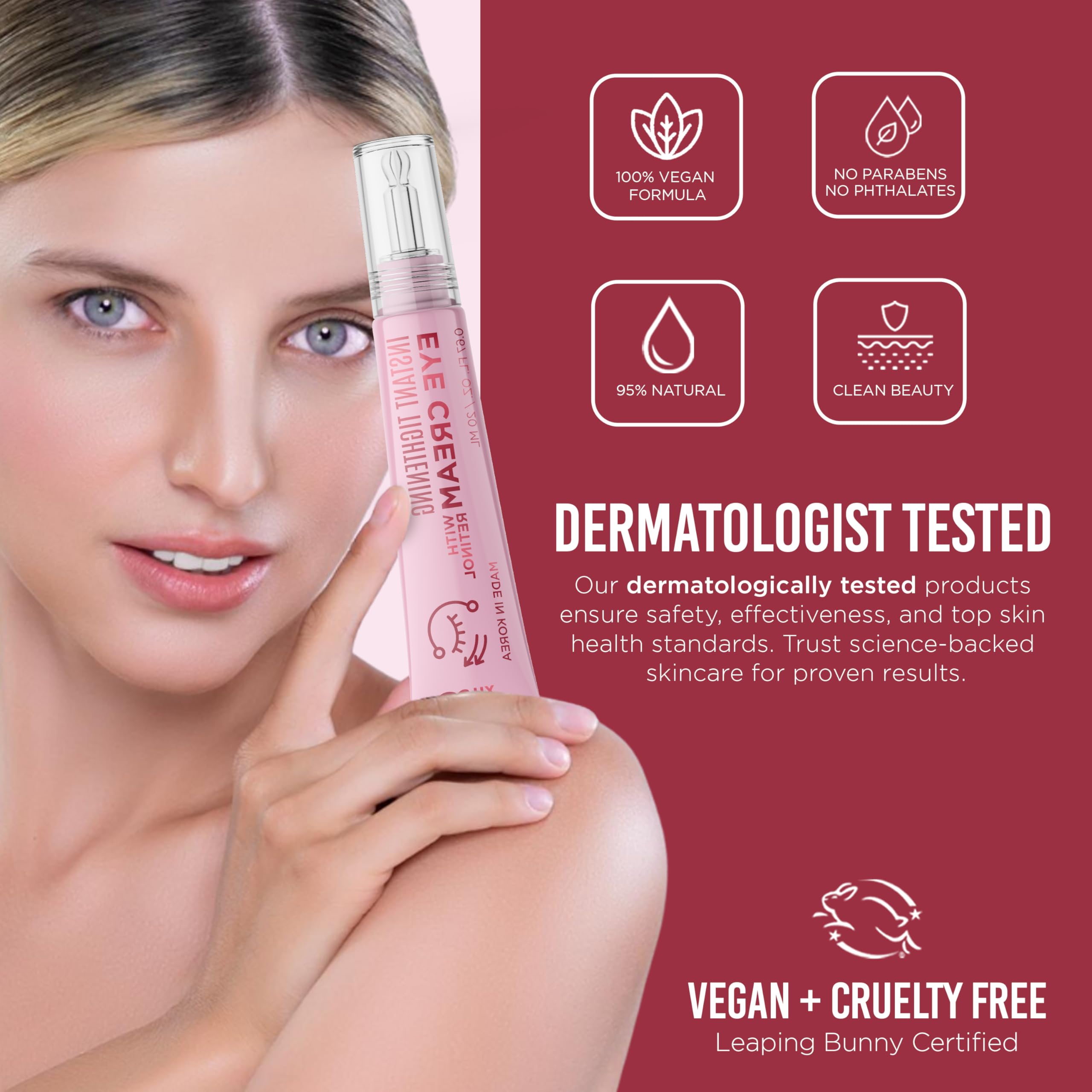 Daily routine with Quick Fix retinol eye tightener cream supports hydration.