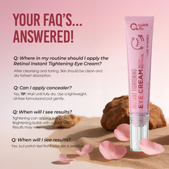 Morning and night usage of Quick Fix retinol eye tightener cream recommended for best results.