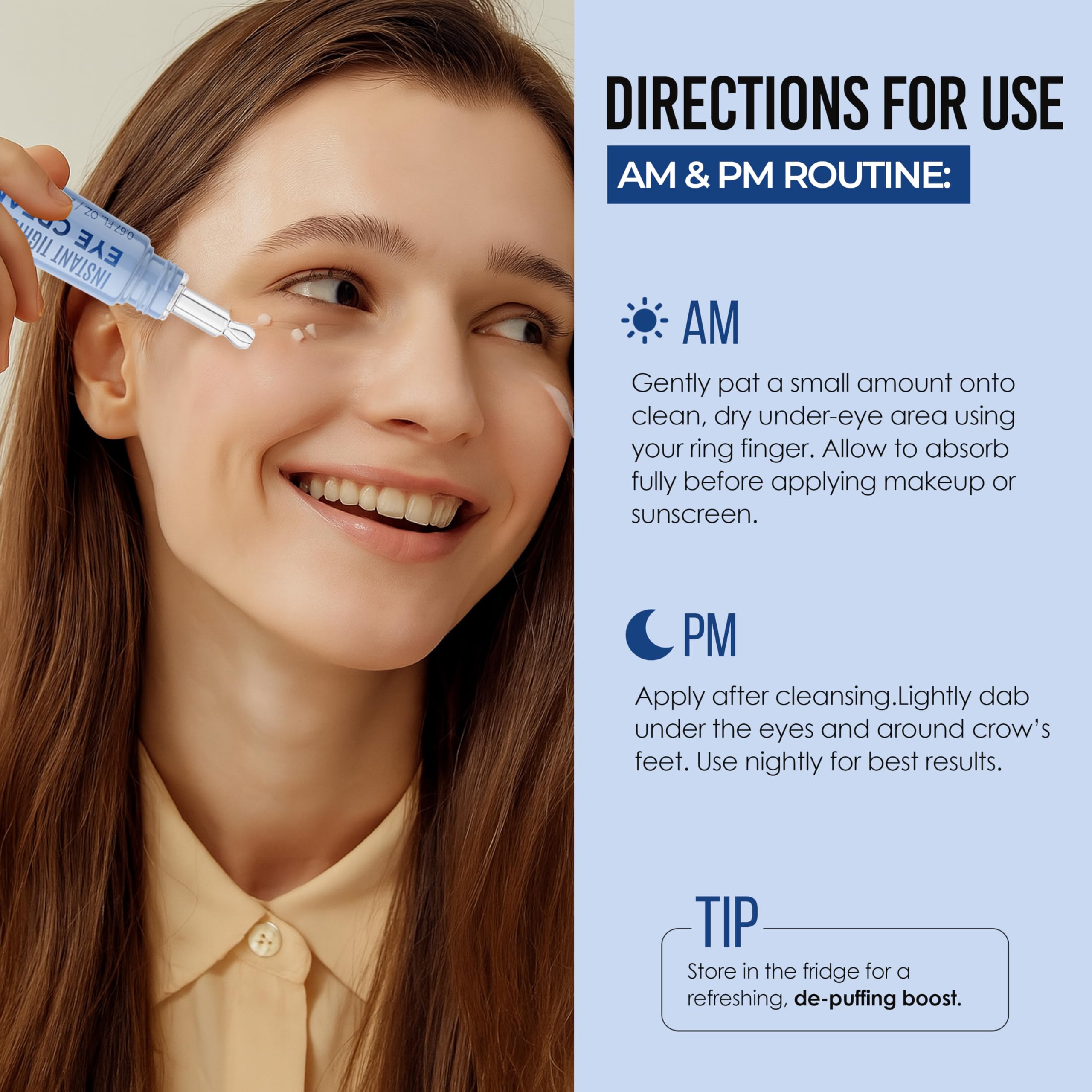 Quick Fix peptides firming under-eye area for smoother texture.