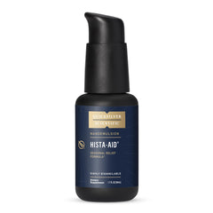 Quicksilver Scientific Hista-Aid bottle label shows liposomal formula for histamine balance.