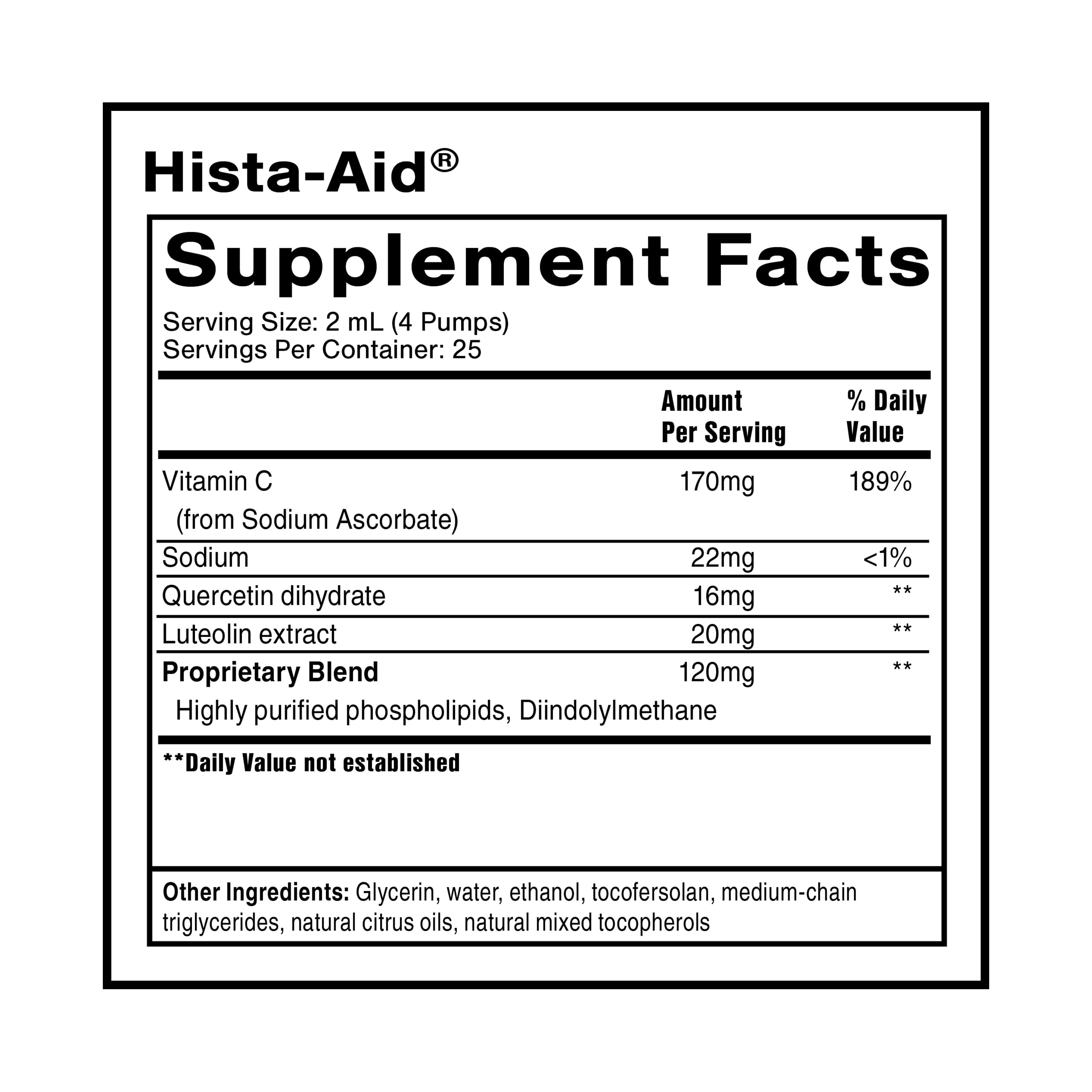 Quicksilver Scientific Hista-Aid liquid appearance indicates high bioavailability liposomal delivery.