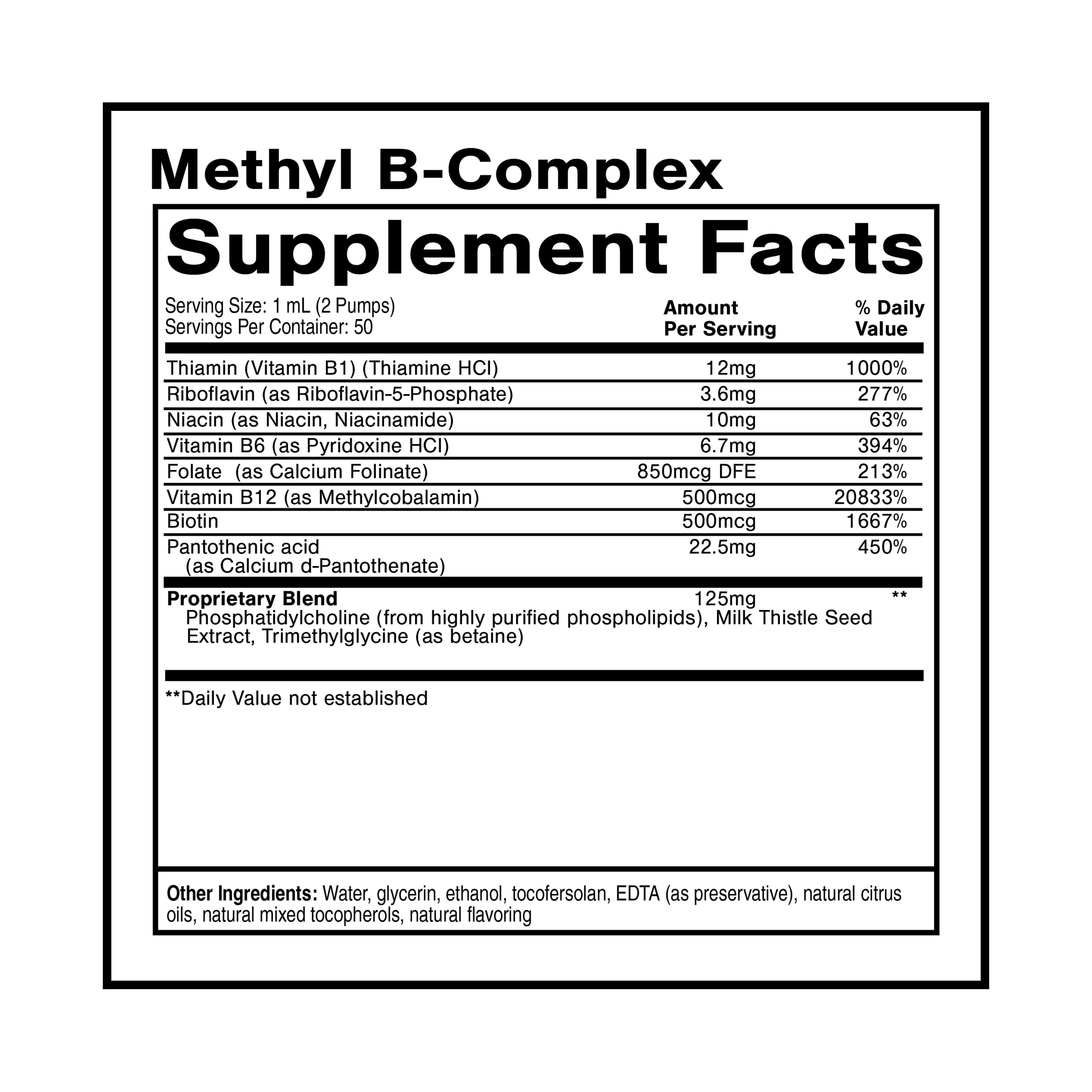 Close-up of the Methyl B Complex product label showing liposomal formulation