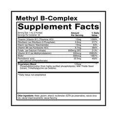 Close-up of the Methyl B Complex product label showing liposomal formulation