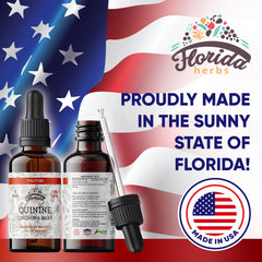 Product label showing Non-GMO and gluten-free Quinine extract