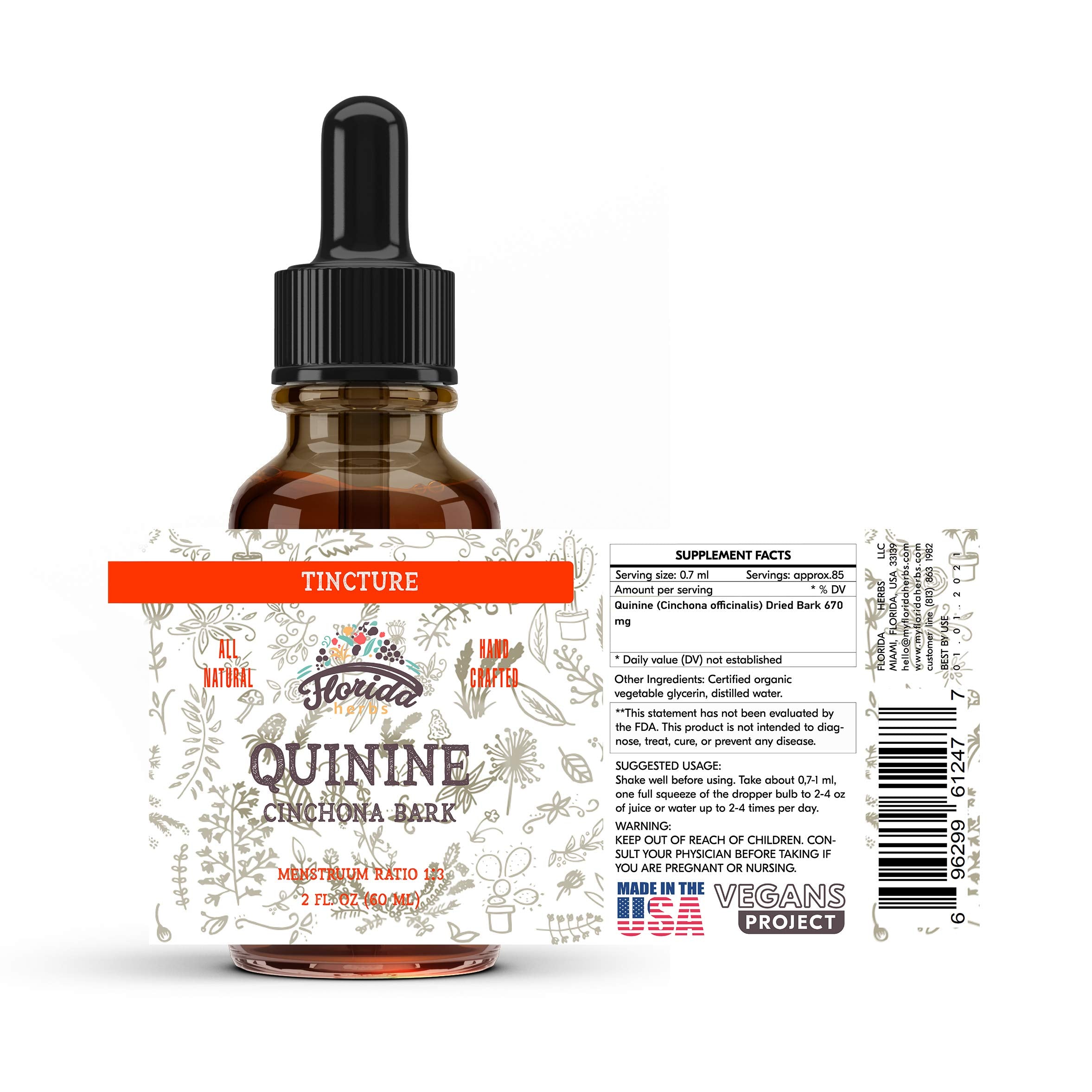 Pack of two 2 oz bottles of Quinine tincture