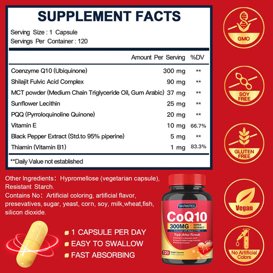 Close-up of Quinovit CoQ10 300mg capsules