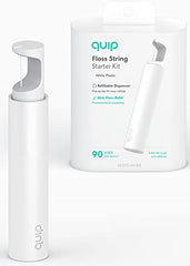Quip Floss String refillable dispenser in white plastic – front view