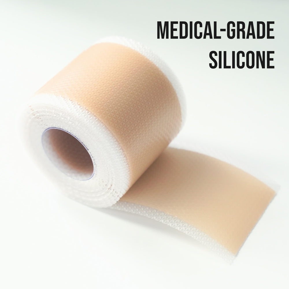Quitch silicone scar sheets close-up of soft breathable fabric conforming to skin.