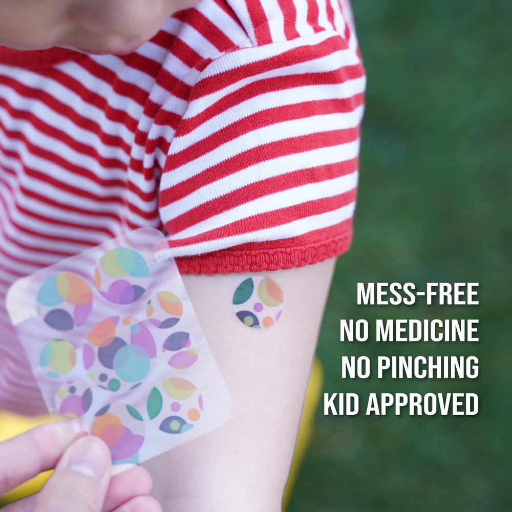 Quitch sticker on skin demonstrates easy peel-and-stick use