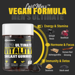 Shilajit Gummies packaging and bottle on a surface