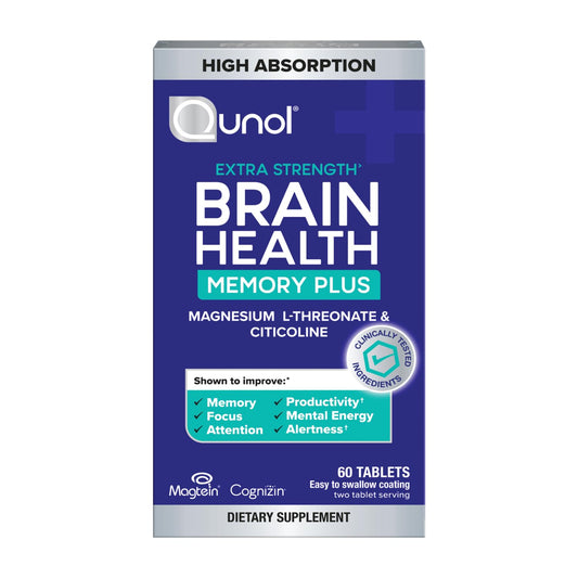 Qunol Brain Health Memory Plus bottle and label