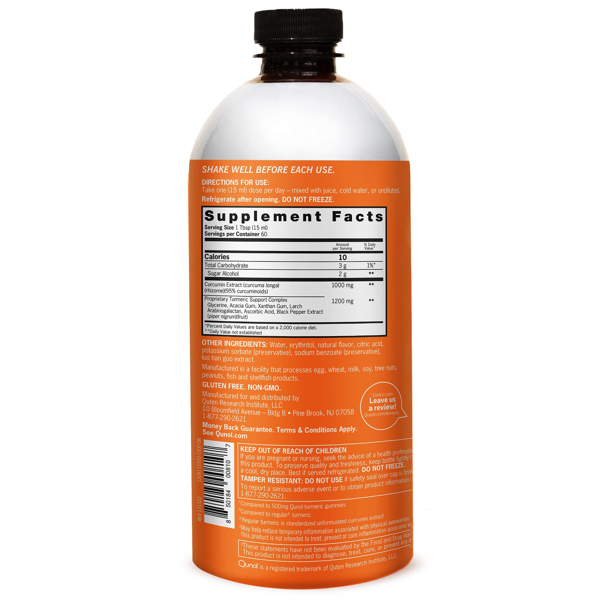 Qunol Liquid Turmeric pour shows easy daily use for potential joint support.