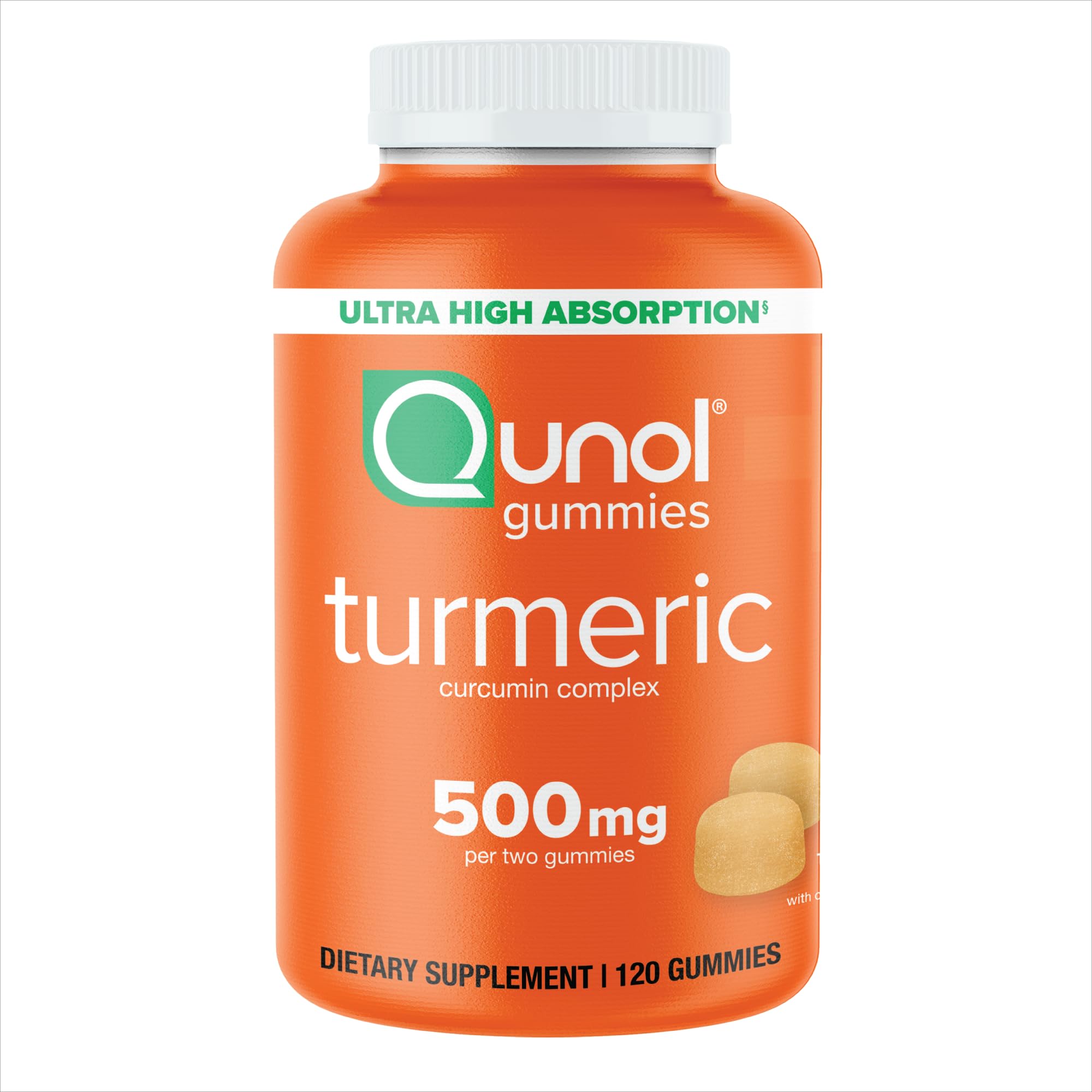 Qunol Turmeric Gummies bottle on white background