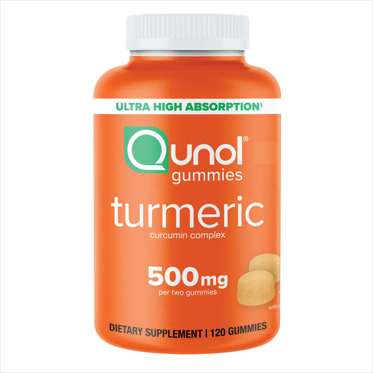 Qunol Turmeric Gummies bottle on white background