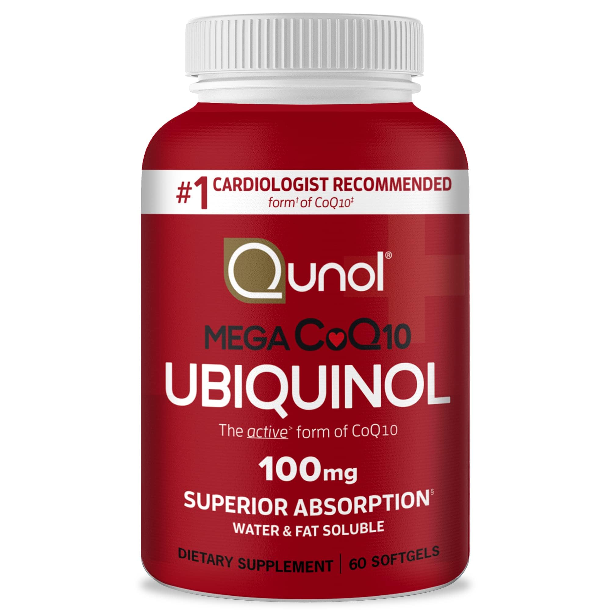 Front view of Qunol Ubiquinol CoQ10 100mg softgels bottle